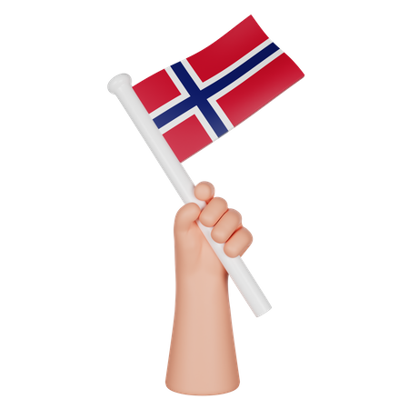 Hand Holding a Flag of Norway  3D Icon