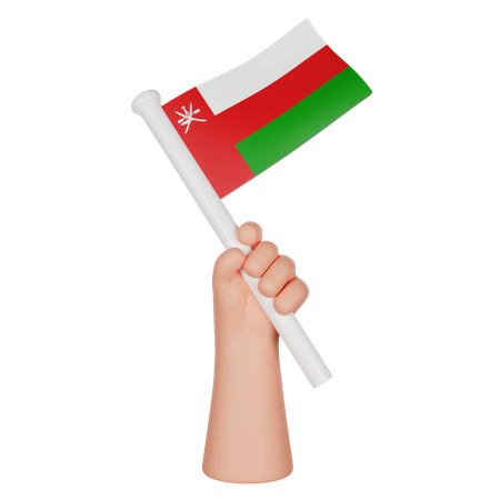 Hand Holding a Flag of Oman  3D Icon