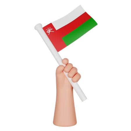 Hand Holding a Flag of Oman  3D Icon