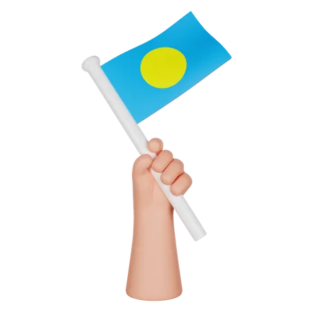 Hand Holding a Flag of Palau  3D Icon