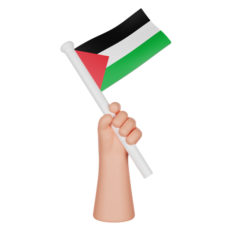 Hand Holding a Flag of Palestine  3D Icon