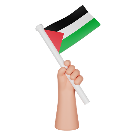 Hand Holding a Flag of Palestine 3D Icon