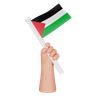3ds of hand holding a flag of palestine