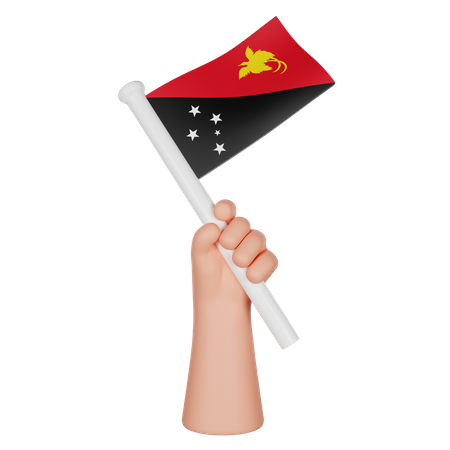 Hand Holding a Flag of Papua New Guinea  3D Icon