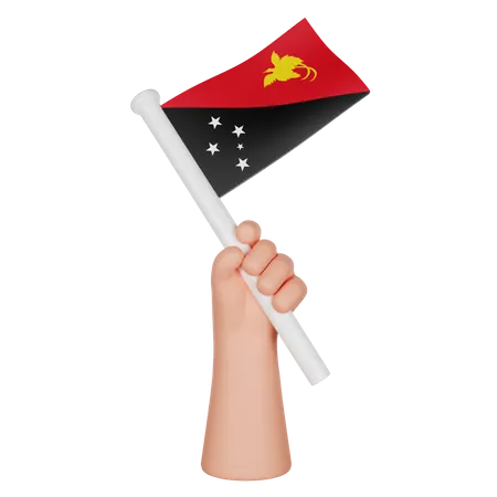 Hand Holding a Flag of Papua New Guinea  3D Icon