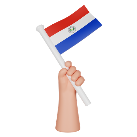 Hand Holding A Flag Of Paraguay  3D Icon