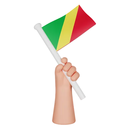 Hand Holding A Flag Of Republic Of The Congo  3D Icon