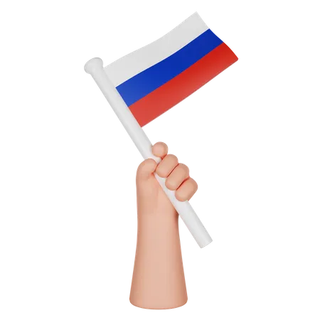 Hand Holding a Flag of Russia  3D Icon