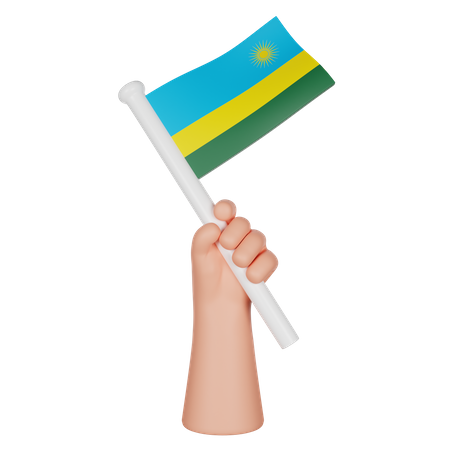 Hand Holding A Flag Of Rwanda  3D Icon