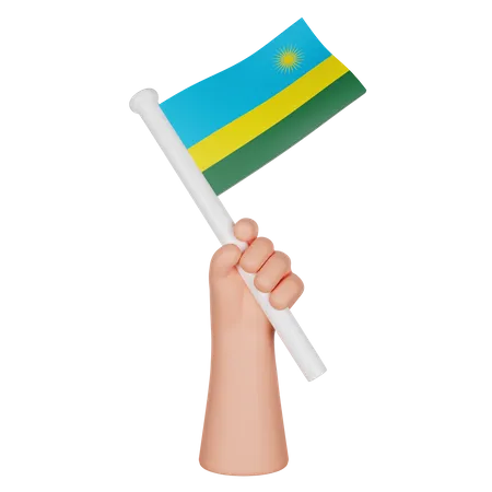 Hand Holding A Flag Of Rwanda  3D Icon