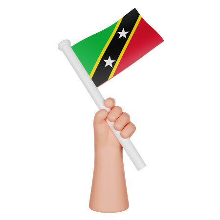 Hand Holding A Flag Of Saint Kitts And Nevis  3D Icon