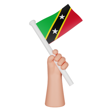 Hand Holding A Flag Of Saint Kitts And Nevis  3D Icon
