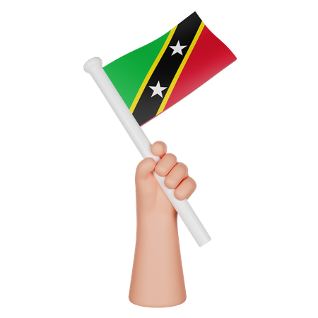 Hand Holding A Flag Of Saint Kitts And Nevis 3D Icon