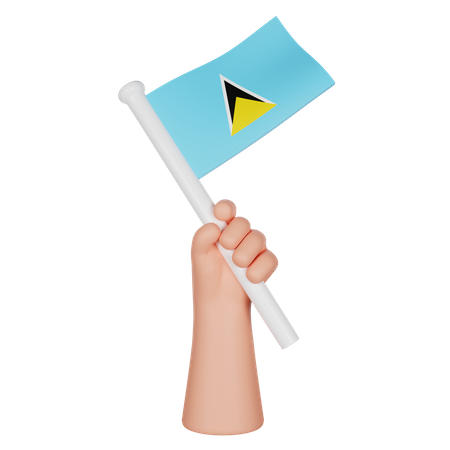 Hand Holding A Flag Of Saint Lucia  3D Icon