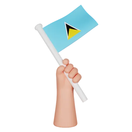 Hand Holding A Flag Of Saint Lucia  3D Icon