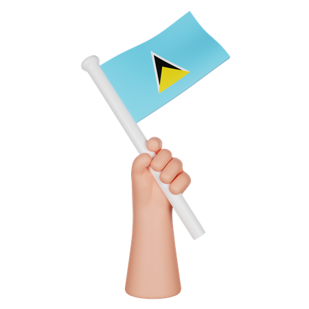 Hand Holding A Flag Of Saint Lucia  3D Icon
