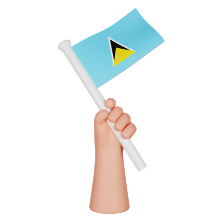 Hand Holding A Flag Of Saint Lucia 3D Icon