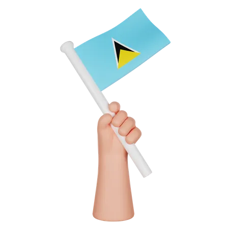 Hand Holding A Flag Of Saint Lucia 3D Icon