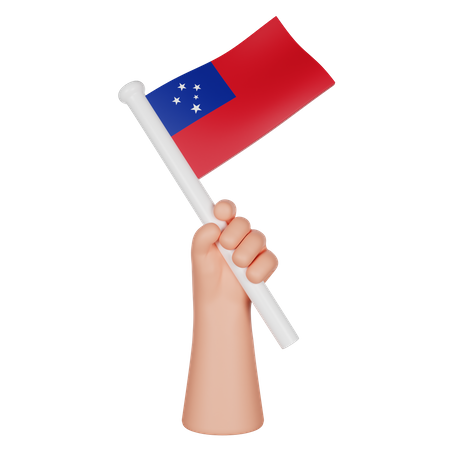 Hand Holding a Flag of Samoa  3D Icon