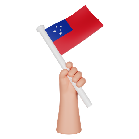 Hand Holding a Flag of Samoa 3D Icon