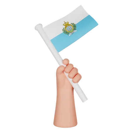 Hand Holding a Flag of San Marino  3D Icon