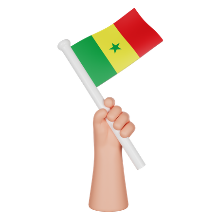 Hand Holding A Flag Of Senegal  3D Icon