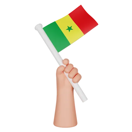 Hand Holding A Flag Of Senegal  3D Icon