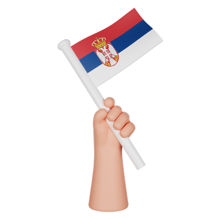 Hand Holding a Flag of Serbia  3D Icon