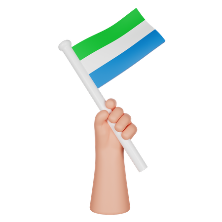 Hand Holding A Flag Of Sierra Leone  3D Icon