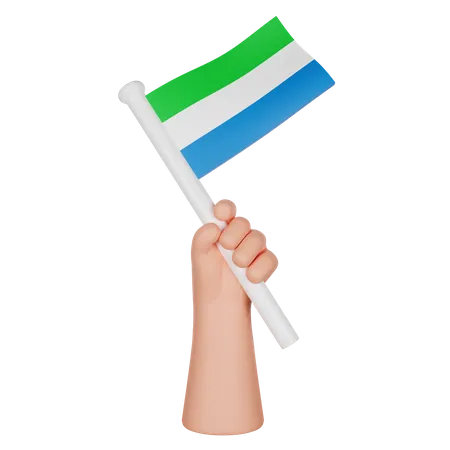 Hand Holding A Flag Of Sierra Leone  3D Icon