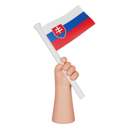 Hand Holding a Flag of Slovakia  3D Icon