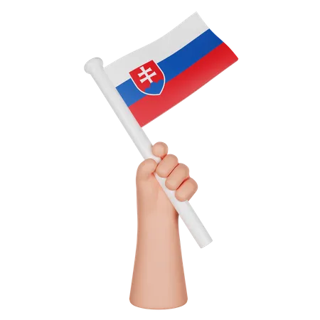 Hand Holding a Flag of Slovakia  3D Icon