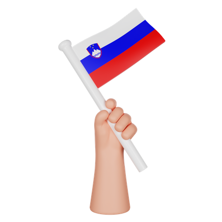 Hand Holding a Flag of Slovenia  3D Icon