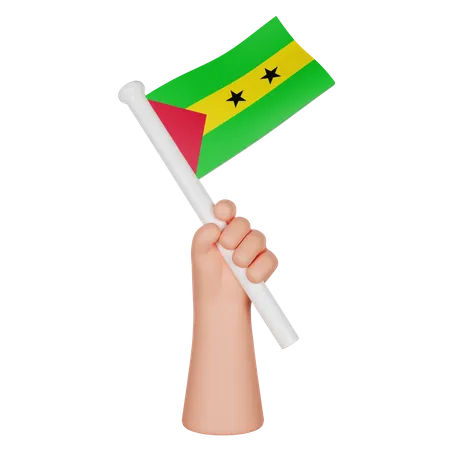 Hand Holding A Flag Of So Tom And Prncipe  3D Icon