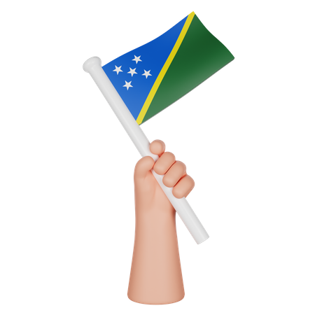 Hand Holding a Flag of Solomon Islands  3D Icon