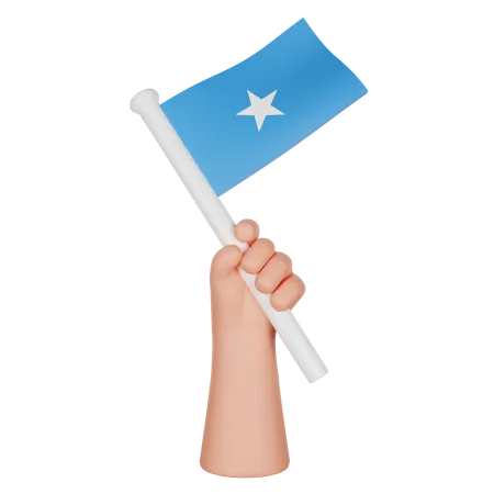 Hand Holding A Flag Of Somalia  3D Icon