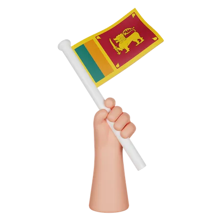 Hand Holding a Flag of Sri Lanka  3D Icon