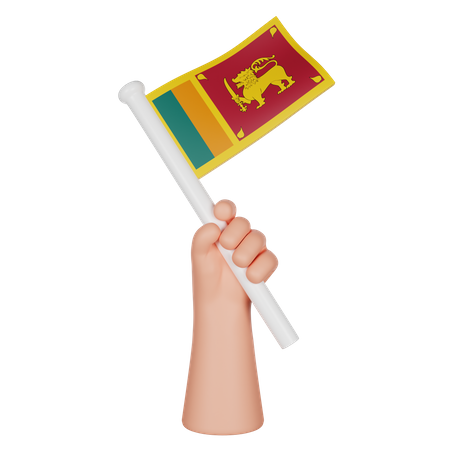 Hand Holding a Flag of Sri Lanka  3D Icon