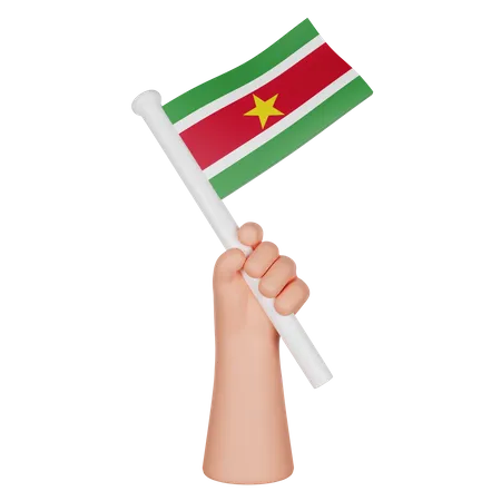 Hand Holding A Flag Of Suriname  3D Icon