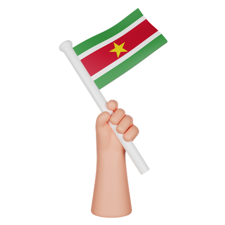Hand Holding A Flag Of Suriname  3D Icon