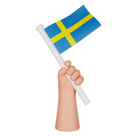 Hand Holding a Flag of Sweden  3D Icon