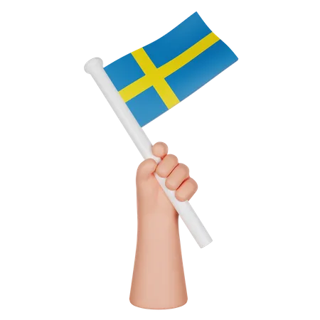Hand Holding a Flag of Sweden  3D Icon
