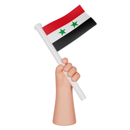 Hand Holding a Flag of Syria 3D Icon