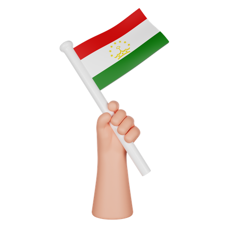 Hand Holding a Flag of Tajikistan  3D Icon