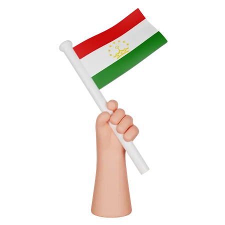 Hand Holding a Flag of Tajikistan  3D Icon