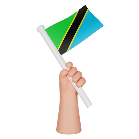 Hand Holding A Flag Of Tanzania  3D Icon