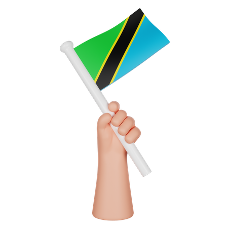 Hand Holding A Flag Of Tanzania 3D Icon