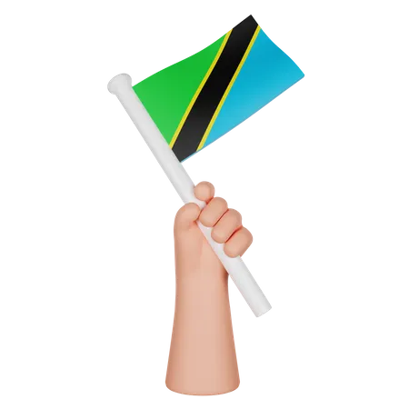 Hand Holding A Flag Of Tanzania 3D Icon