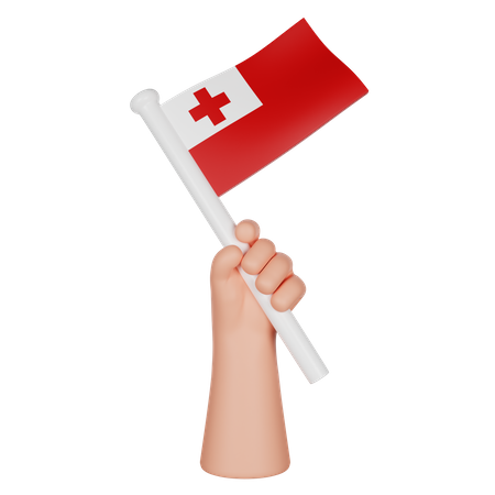 Hand Holding a Flag of Tonga  3D Icon