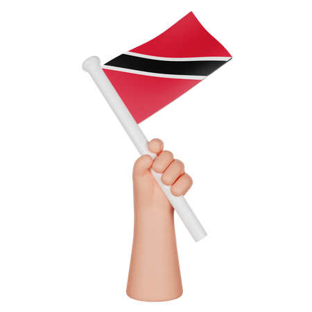 Hand Holding A Flag Of Trinidad And Tobago  3D Icon